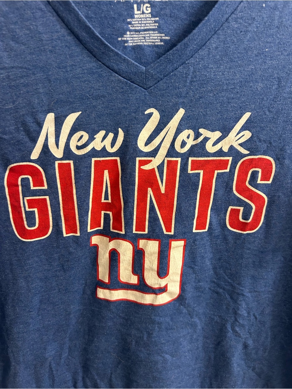 NFL Team Apparel Women's V-Neck Tee - Blue with White Print - Picture 2 of 3